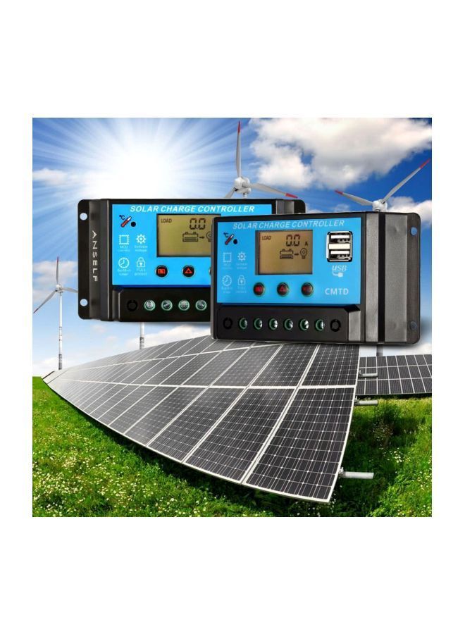 NIBEMINENT LCD Solar Charge Controller Black/Blue 14x4x8centimeter - Image 5