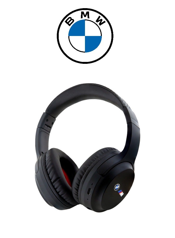 بي إم دبليو سماعة رأس بلوتوث لاسلكية بوقت تشغيل حتى 30 ساعة، سماعات فوق الرأس بصوت قوي واضح، ومايكرفون مزود بخاصية عزل الضجيج لمكالمات واضحه بدون ضوضاء، ومزودة بمساعد الصوتي, مقاومة للعرق والرذاذ بمعيار IPX4، بتصميم وخامات معتمده من BMW, باللون الأسود. - Image 1