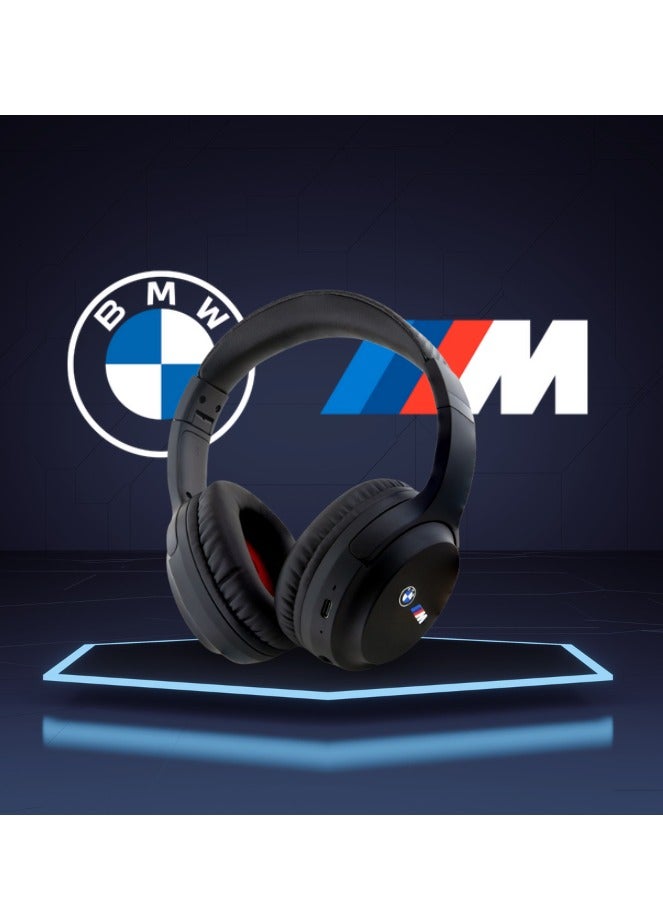 بي إم دبليو سماعة رأس بلوتوث لاسلكية بوقت تشغيل حتى 30 ساعة، سماعات فوق الرأس بصوت قوي واضح، ومايكرفون مزود بخاصية عزل الضجيج لمكالمات واضحه بدون ضوضاء، ومزودة بمساعد الصوتي, مقاومة للعرق والرذاذ بمعيار IPX4، بتصميم وخامات معتمده من BMW, باللون الأسود. - Image 3