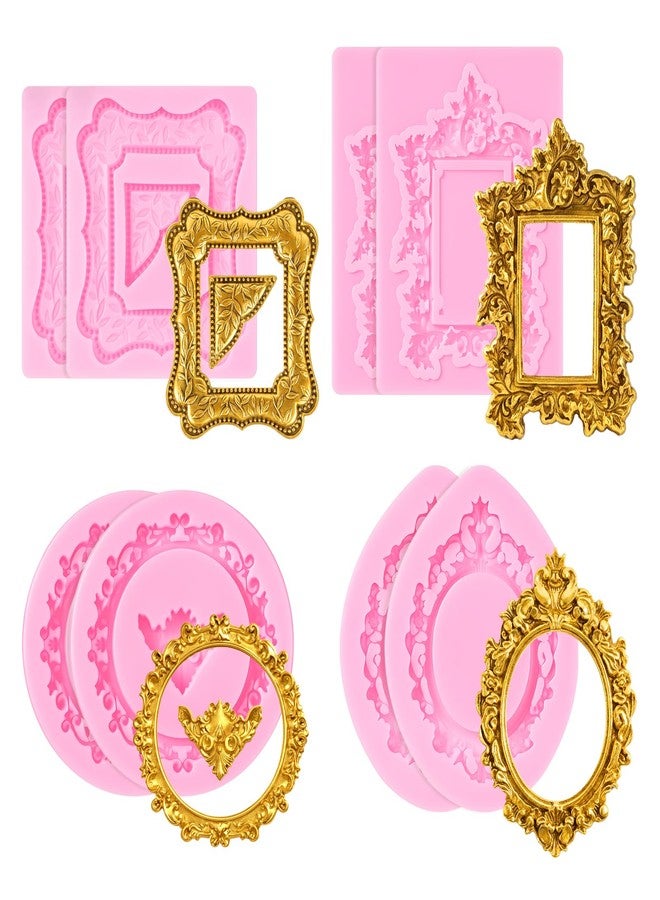 Tucnoeu 8 Pcs Baroque Frame Candy Molds,Chocolate Mold,Silicone Baroque Style Vintage Fondant Molds for DIY Cake Decorating, Chocolate, Candy, Polymer Clay Baking Desserts - Image 1