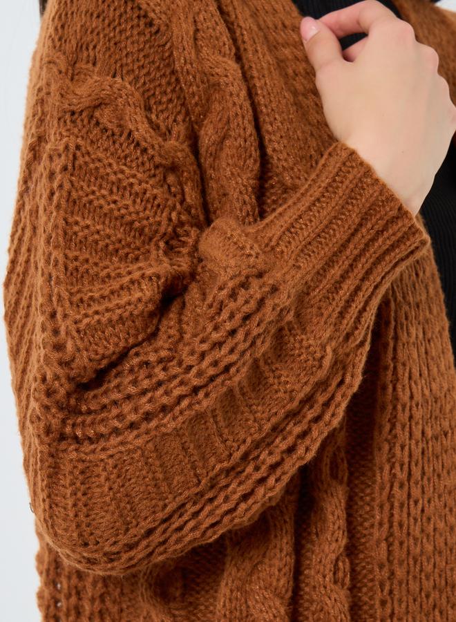 تايك تو كاردغان متوسط الطول مفتوح من الأمام ومحبوك مضفر - Image 3