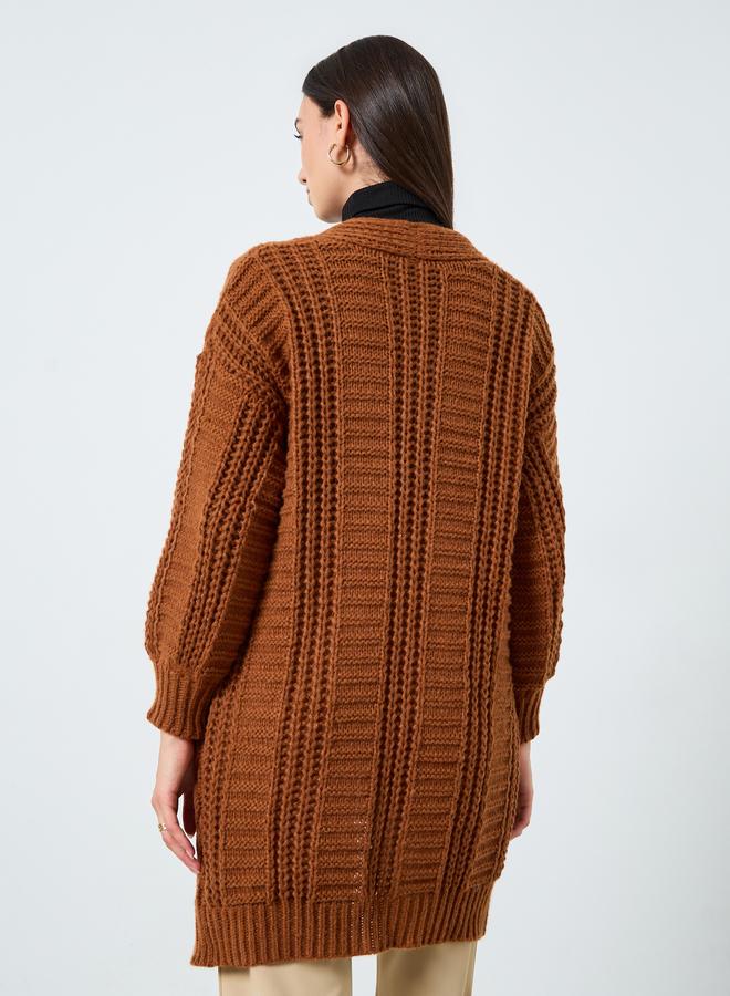 تايك تو كاردغان متوسط الطول مفتوح من الأمام ومحبوك مضفر - Image 4