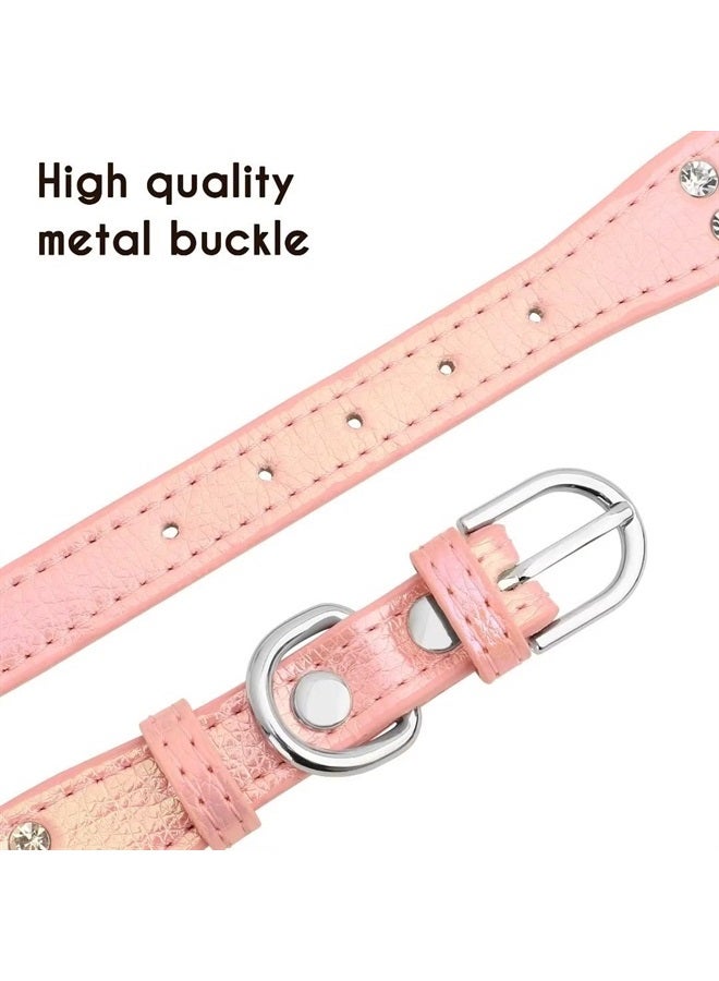 BEIRUI Bling Rhinestone Dog Collar with Studded Diamonds for Small Medium Dogs Cats,Cute Bedazzled PU Leather Dog Collar with Sparkling Crystals for Girl Boy Puppies,Pink,XS - Image 3