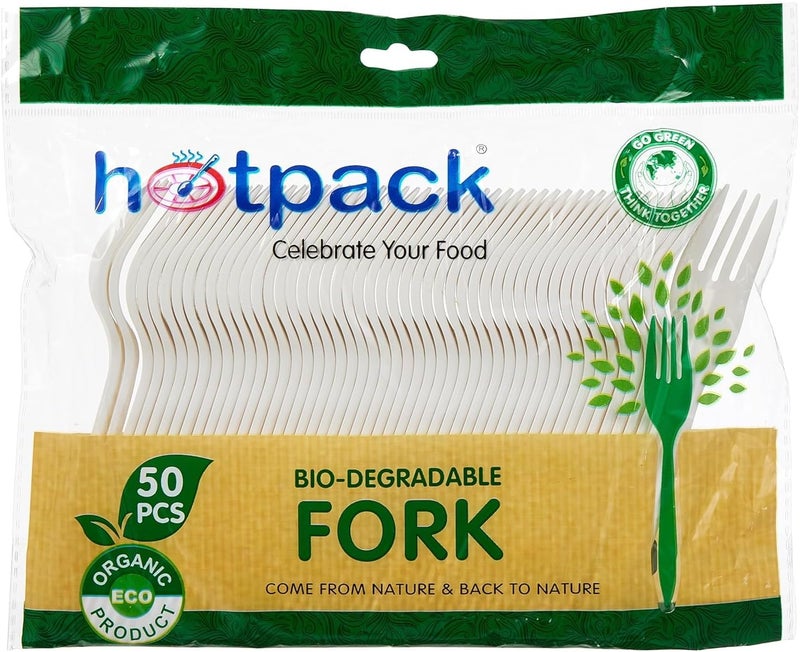 Hotpack Plastic White Forks, 50 Pieces - Image 1