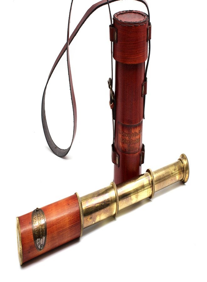OCEAN REPLICAS Pirate Brass Telescope - 25x30 Spyglass Monocular for Kids & Adults, Vintage Collapsible Brass Scope for Hiking, Travel, Nautical Decor - Handheld Pirate Telescope with Glass Optics - Image 2