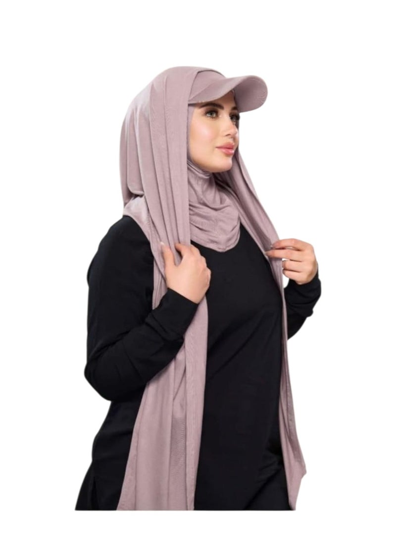 Two-piece hijab cap, pure color, coffee shade, has multiple uses.