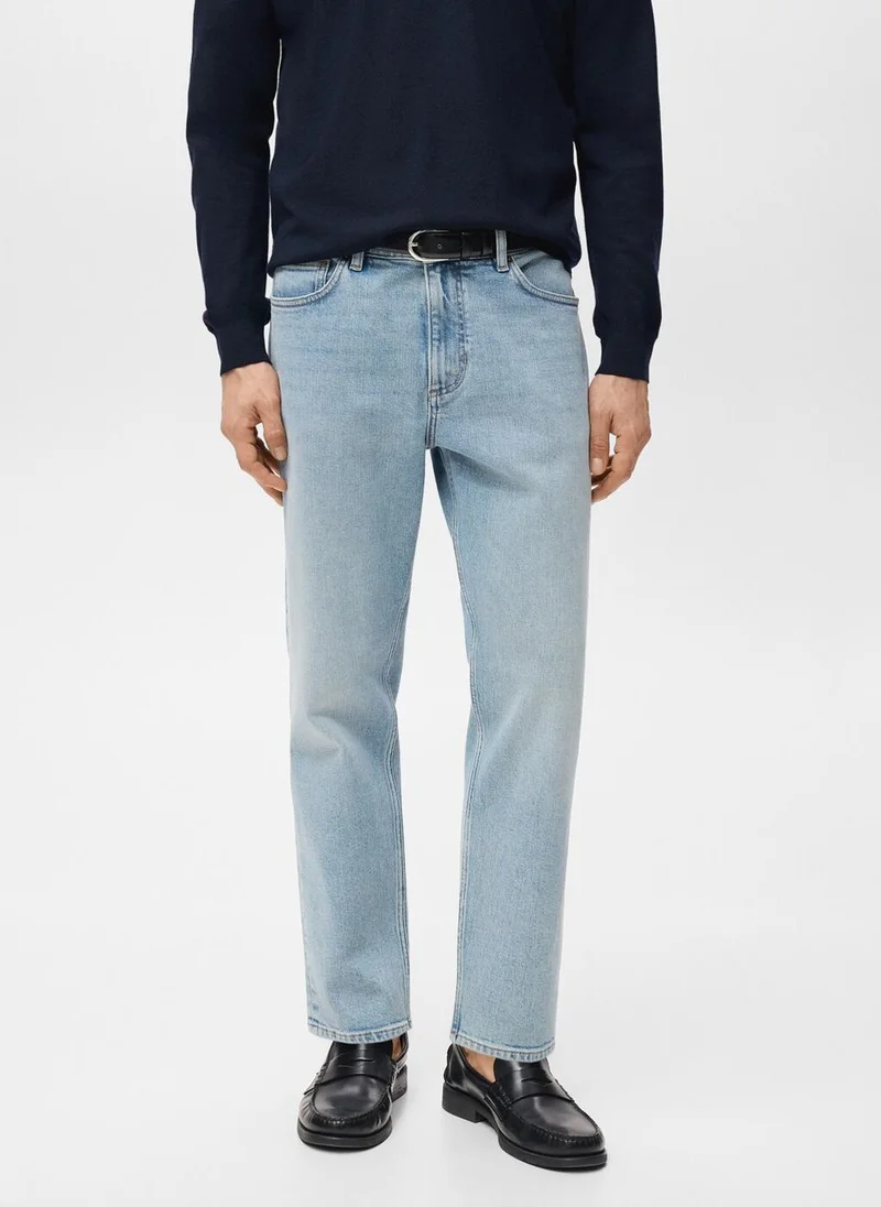 Mango Man Ben cropped tapered-fit jeans