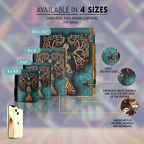 ALCRAFT Blank Spell Book of Shadows Journal with Lock Clasp Antique Handmade Deckle Edge Vintage Paper Leather Bound Journal for Women and Men |Travel Notebook for Writing 17.78 X 12. 7 CM - Image 5