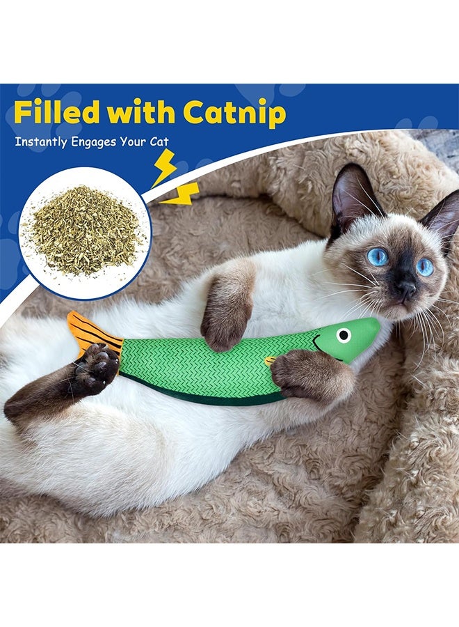 3PCS Cat Toys Fish Catnip Kitten Toys, Cat Chew Toys Rustling Sound for Cats Boredom Relief Teeth Cleaning, Interactive Cat Exercise Soft Pet Toy with Silver Vine Catnip - Image 4