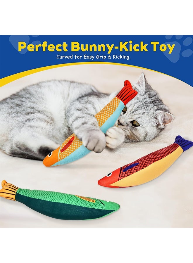 3PCS Cat Toys Fish Catnip Kitten Toys, Cat Chew Toys Rustling Sound for Cats Boredom Relief Teeth Cleaning, Interactive Cat Exercise Soft Pet Toy with Silver Vine Catnip - Image 2