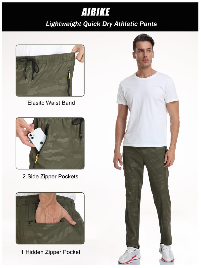 AIRIKE Men's Camouflage Pants Outdoor Water Resistant Lightweight Quick Dry Hiking Camping Fishing Sweatpants with Pockets (Camouflage Green 38) - Image 2