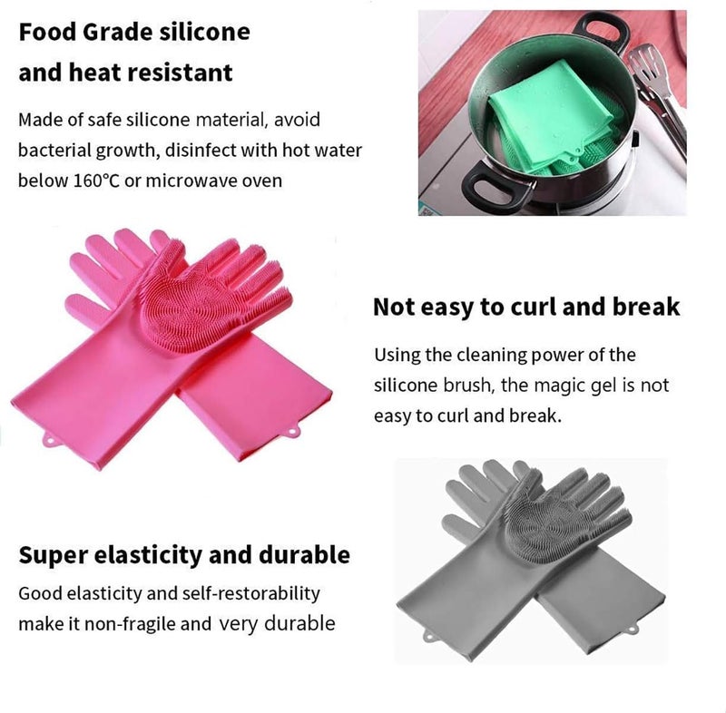 Pivalo Reusable Silicone Dishwashing Gloves for Kitchen Utensil Cleaning Scrubber Heat-Resistant & Waterproof Pet Grooming Dog Bathing Cars and Bathroom Cleaning Gloves (1 Pair, Multicolour) - Image 5