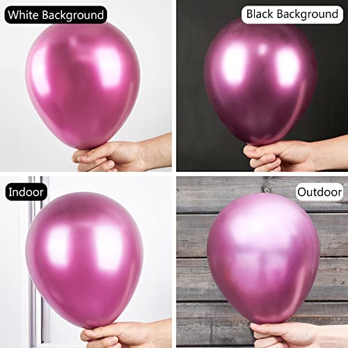 PartyWoo Metallic Hot Pink Balloons 50 pcs 12 Inch Metallic Pink Magenta Fushsia Latex Helium Balloons for Birthday Valentines Day Bachelorette Wedding Baby Shower Party Decorations PinkG114 - Image 5