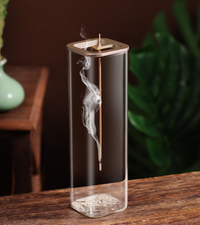 Eavida Insence-Stick Holder [Anti-Ash Flying], Modern Incense Burner Holder with Removable Glass Ash Catcher, for Home Decor Yoga Meditation - Image 1