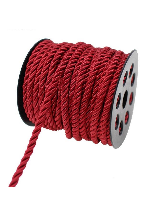PAMIR TONG 5Mm 3 Braided 20 Yards Cord Thread Decorative Twisted Satin Polyester Twine Cord Rope String Thread Shiny Cord Choker Thread Diy Cord Jewelry Findings Gd20Sc150 (Maroon) - Image 1