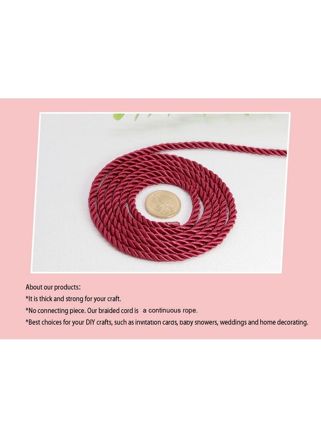 PAMIR TONG 5Mm 3 Braided 20 Yards Cord Thread Decorative Twisted Satin Polyester Twine Cord Rope String Thread Shiny Cord Choker Thread Diy Cord Jewelry Findings Gd20Sc150 (Maroon) - Image 4