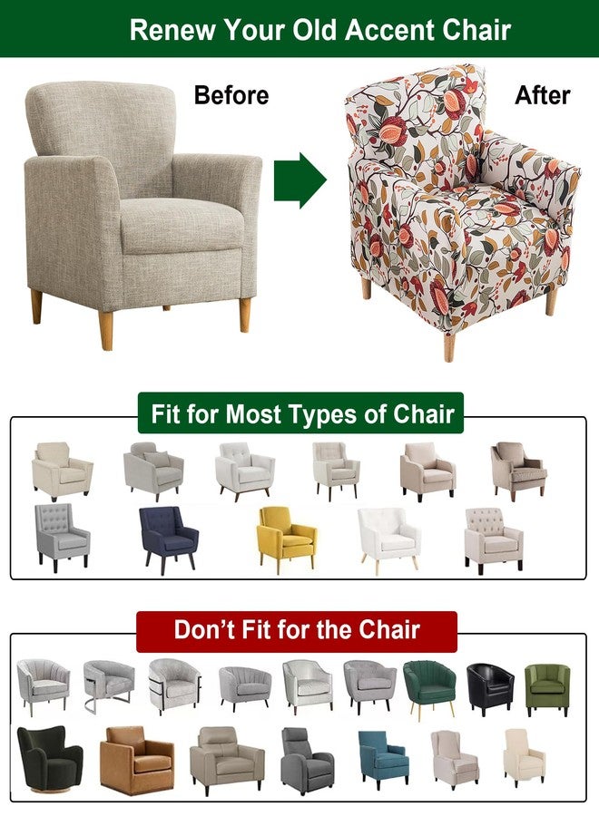 CRFATOP Printed Stretch Chair Slipcovers with Arms for Living Room 1 Piece Accent Chair Covers Soft Banquet Chair Covers Saucer Armchair Furniture Protector Office Reception Reading Sofa,A52 - Image 5