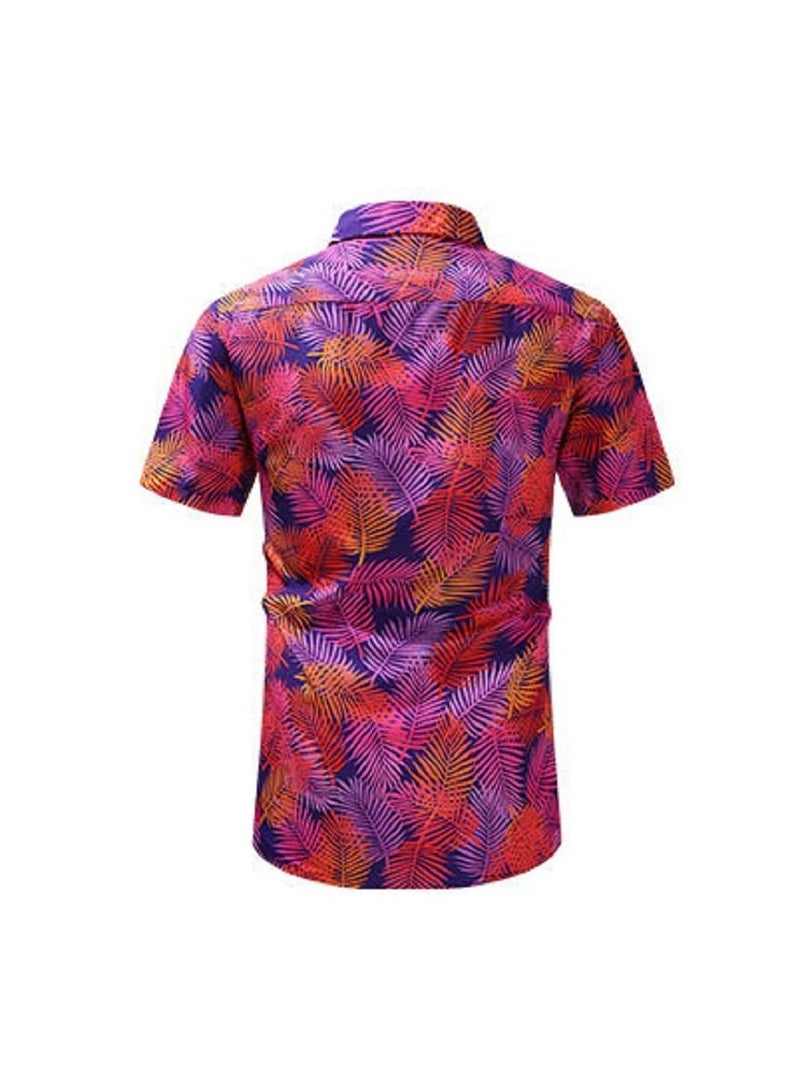 Loquat Summer Retro Printed Men's Short Sleeved Shirt - Image 2