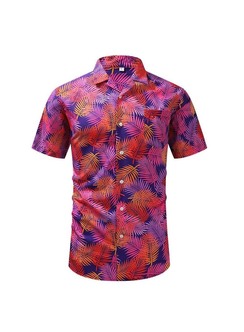 Loquat Summer Retro Printed Men's Short Sleeved Shirt - Image 1
