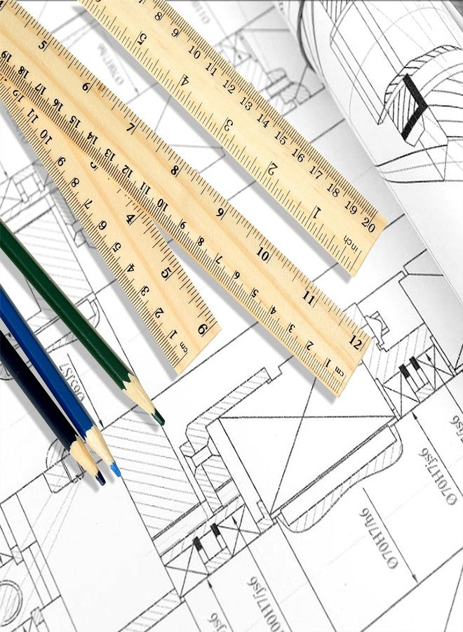 Vesslam 3 Pack Wooden Ruler Set, 6, 8, 12 Inch Rulers, High-Quality Metric Ruler, Easy to Read, mm, Sturdy and Durable Straight Edge for Drawing, Home, Office, Engineering - Image 3
