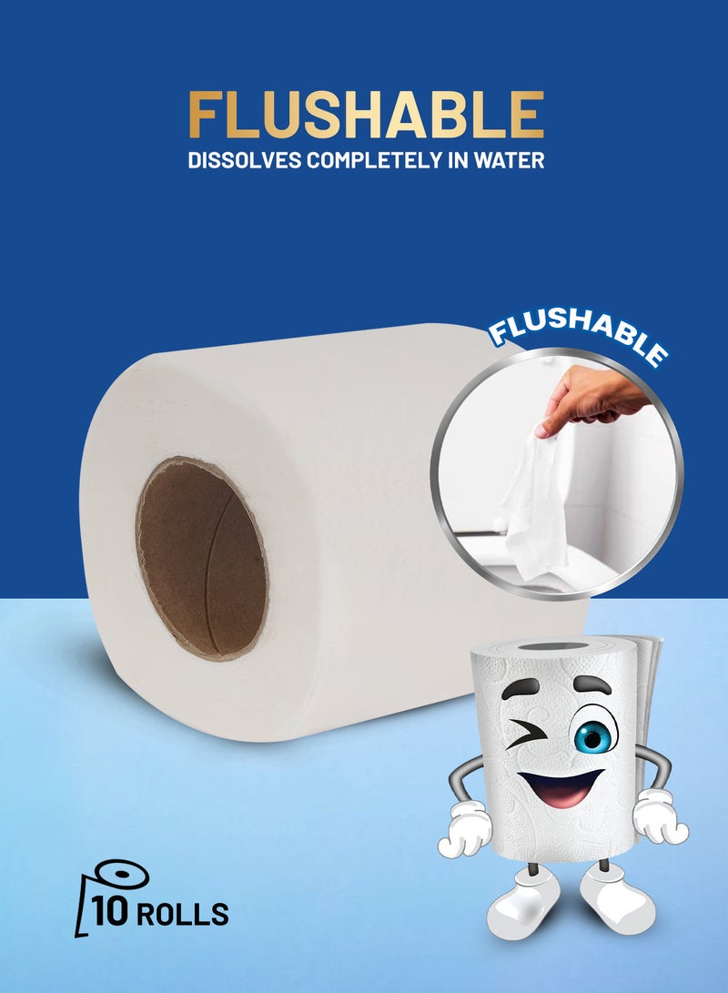 باكويل ورق تواليت 250 ورقة عبوة من 10 قطع لفافات مناديل الحمام الناعمة - Image 5