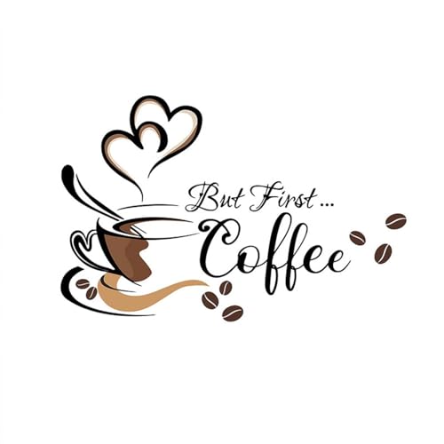 iMagitek Black Coffee Wall Decals Peel and Stick Coffee Tea Cup Latte Art Wall Stickers Coffee Signs for Bar Cafe Pub - Image 1