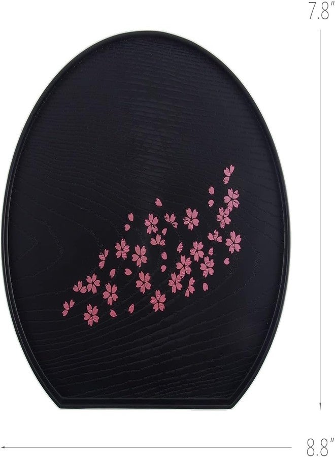 JapanBargain 4898, Set of 2 Serving Trays Japanese Plastic Lacqured Tea Trays Sake Tray Sushi Plates Snack Plates, Made in Japan, 8-7/8x7-7/8 inch, Sakura - Image 2