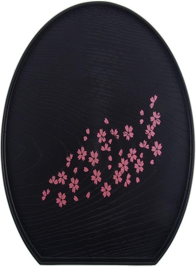 JapanBargain 4898, Set of 2 Serving Trays Japanese Plastic Lacqured Tea Trays Sake Tray Sushi Plates Snack Plates, Made in Japan, 8-7/8x7-7/8 inch, Sakura - Image 1