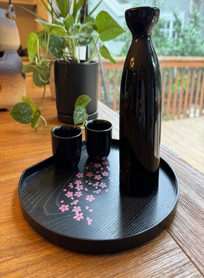JapanBargain 4898, Set of 2 Serving Trays Japanese Plastic Lacqured Tea Trays Sake Tray Sushi Plates Snack Plates, Made in Japan, 8-7/8x7-7/8 inch, Sakura - Image 3