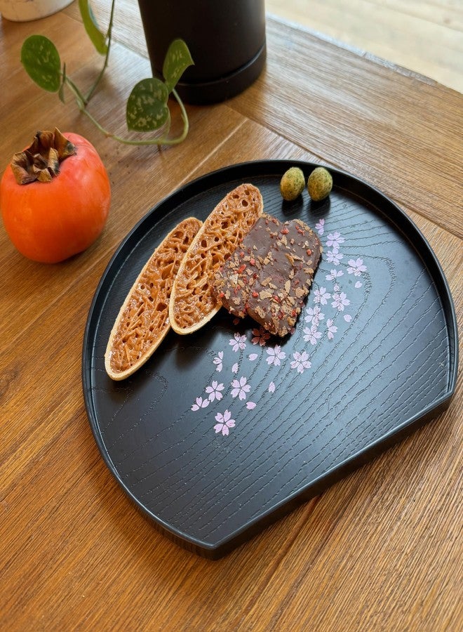 JapanBargain 4898, Set of 2 Serving Trays Japanese Plastic Lacqured Tea Trays Sake Tray Sushi Plates Snack Plates, Made in Japan, 8-7/8x7-7/8 inch, Sakura - Image 4