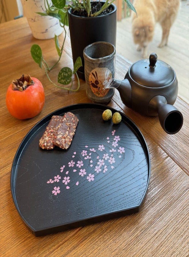 JapanBargain 4898, Set of 2 Serving Trays Japanese Plastic Lacqured Tea Trays Sake Tray Sushi Plates Snack Plates, Made in Japan, 8-7/8x7-7/8 inch, Sakura - Image 5