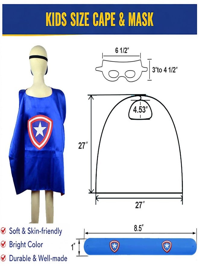 Mizzuco Kids Superhero Cape and Mask Set,Dress Up Costume with Slap Bracelets,5 Pack Perfect for Birthday Patry,Halloween Cosplay - Image 2