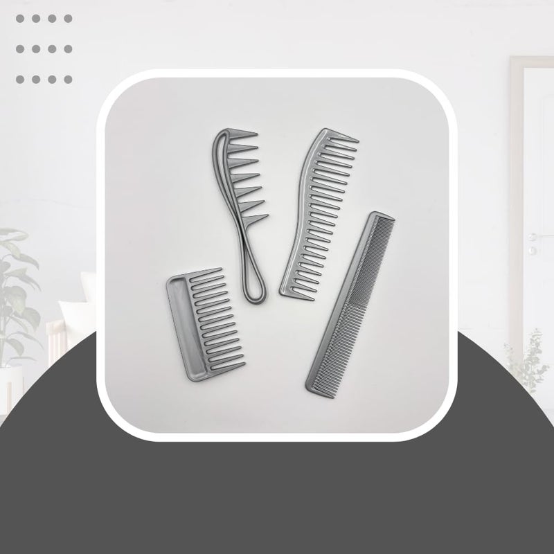 COMBELLE Professional Wide Tooth Detangling Comb for Women & Men | Durable Black Plastic Anti-Breakage Shampoo Comb | Smooth Rounded Teeth for Curly, Thick & Wet Hair (Metallic Silver) - Image 5