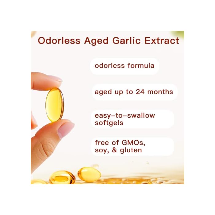 YATIME Aged Garlic Extract,Odorless Organic Garlic Capsules for Heart & Immune Antioxidant Supplements,Vegetarian,Non-GMO,Gluten-Free, All-Natural,300 Softgels - Image 3