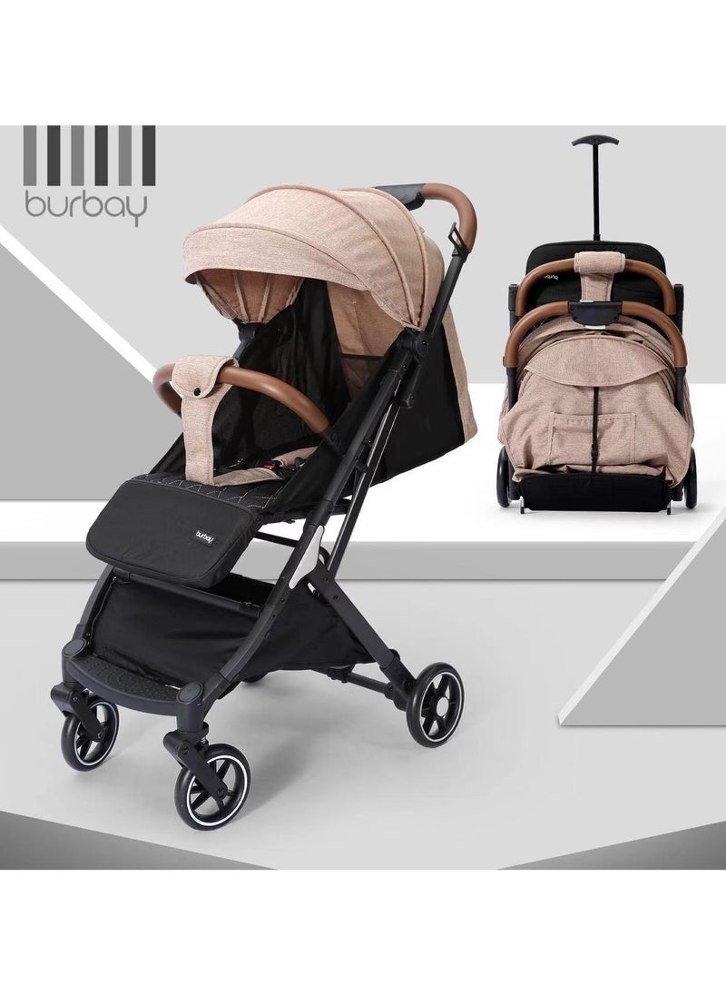 burbay Stylish Travel Stroller Lightweight Aluminum Frame One Second Fold with Hand Cart Perfect for Airplane Cabin  - Image 1