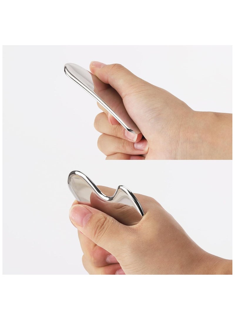 Stainless Steel Gua Sha - Metal, Gua Sha Facial Tools Stainless Steel, Reduce Puffiness, Lymphatic Drainage, Facial Tension for Body Eye Neck Skin Massager with Travel Bag (Heart Shaped Model) - Image 3