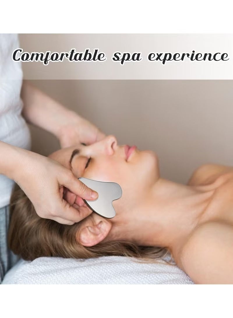 Stainless Steel Gua Sha - Metal, Gua Sha Facial Tools Stainless Steel, Reduce Puffiness, Lymphatic Drainage, Facial Tension for Body Eye Neck Skin Massager with Travel Bag (Heart Shaped Model) - Image 4