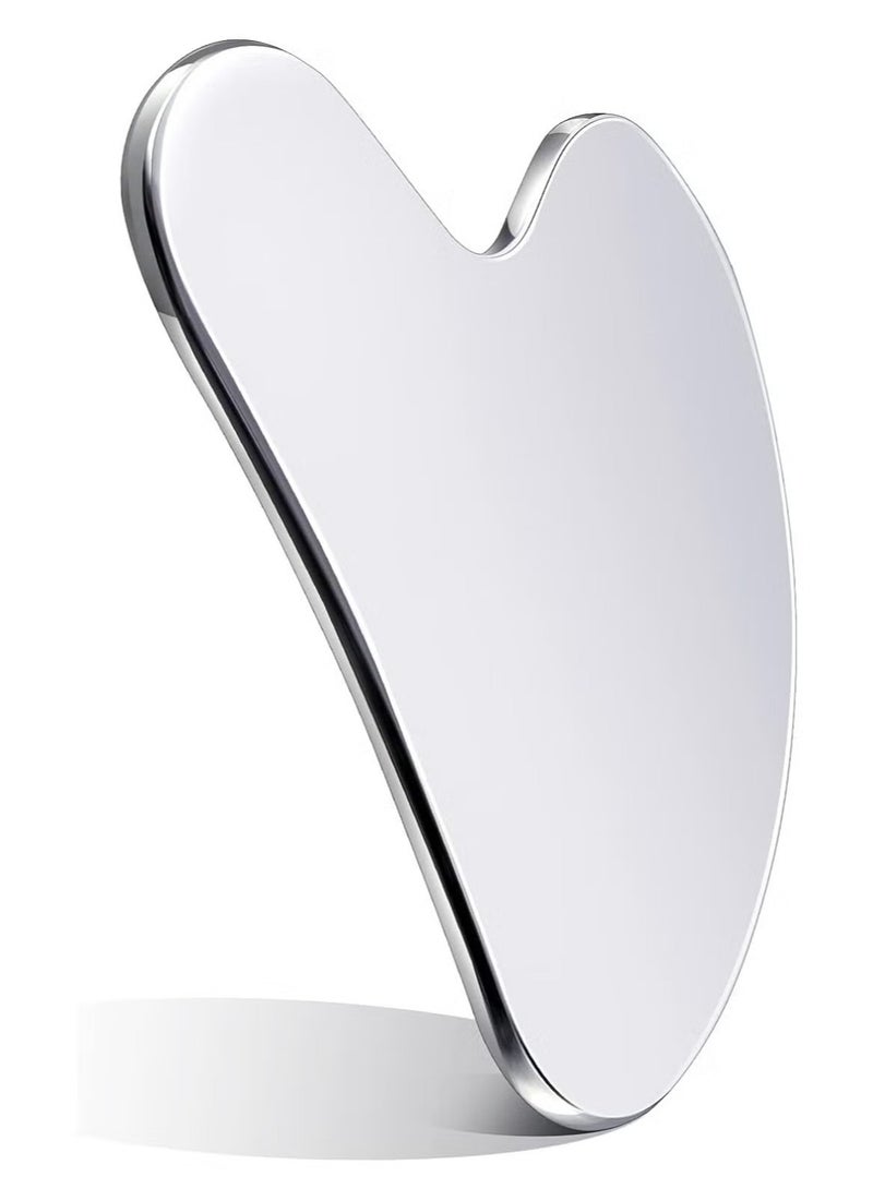 Generic Stainless Steel Gua Sha Facial Tools, Face Metal Gua Sha Firming Skin Massage Gua Sha Beauty Tools for Body Eye Neck Skin Massager with Travel Bag (Heart Shaped Model)  - Image 1