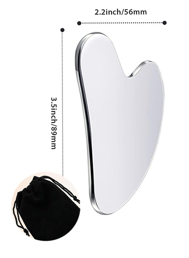 Generic Stainless Steel Gua Sha Facial Tools, Face Metal Gua Sha Firming Skin Massage Gua Sha Beauty Tools for Body Eye Neck Skin Massager with Travel Bag (Heart Shaped Model)  - Image 2