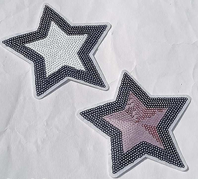 PARAKH Parakh Magenta Black White Star Sequence Stitching Patches 1 Star Each Total 2 Pieces - Image 1