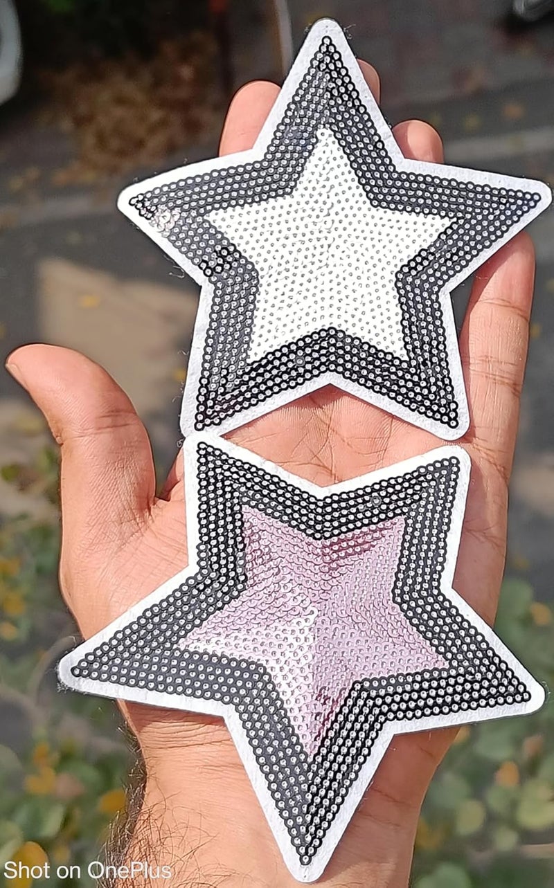 PARAKH Parakh Magenta Black White Star Sequence Stitching Patches 1 Star Each Total 2 Pieces - Image 2