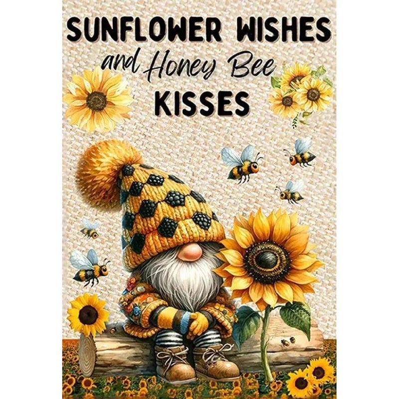 Fotasmua Gnome Diamond Painting Kits for Adults, Gnome Sunflower Bee Diamond Art Kits for Adults Beginners, 5D DIY Full Drill Round Gem Art Craft Painting for Home Wall Decor 12 x 16 Inch - Image 1
