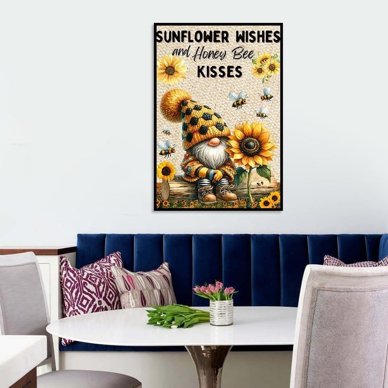 Fotasmua Gnome Diamond Painting Kits for Adults, Gnome Sunflower Bee Diamond Art Kits for Adults Beginners, 5D DIY Full Drill Round Gem Art Craft Painting for Home Wall Decor 12 x 16 Inch - Image 3