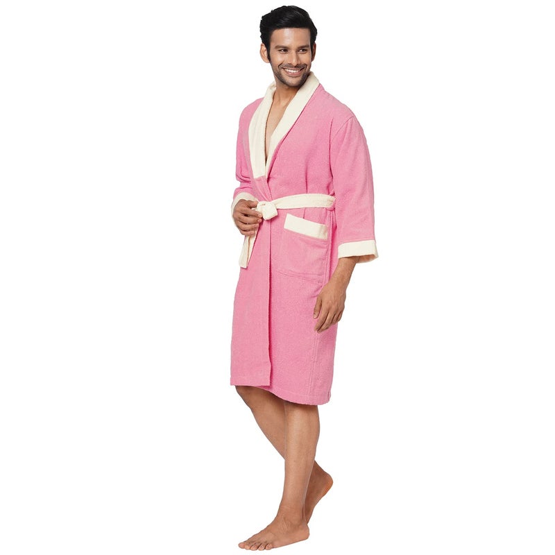 Spaces 100% COTTON Bath Robe HIGH ABSORBENCY QUICK TO DRY LIGHT WEIGHT SMART COLOR(SOLID LARGE)-PINK - Image 3