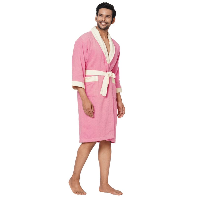 Spaces 100% COTTON Bath Robe HIGH ABSORBENCY QUICK TO DRY LIGHT WEIGHT SMART COLOR(SOLID LARGE)-PINK - Image 1