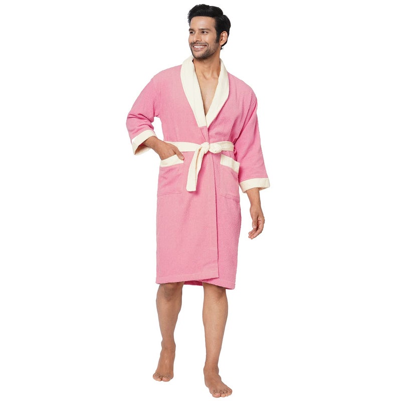 Spaces 100% COTTON Bath Robe HIGH ABSORBENCY QUICK TO DRY LIGHT WEIGHT SMART COLOR(SOLID LARGE)-PINK - Image 4