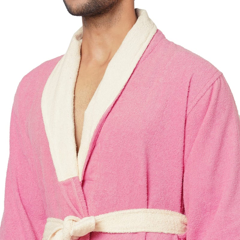 Spaces 100% COTTON Bath Robe HIGH ABSORBENCY QUICK TO DRY LIGHT WEIGHT SMART COLOR(SOLID LARGE)-PINK - Image 5