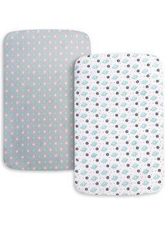 Moonsea Moonsea Pack and Play Sheets, 2 Pack Pack n Play Sheets Compatible with Graco Pack n Play/Mini Crib,100% Soft and Breathable Microfiber, Planet & Flower  - Image 4