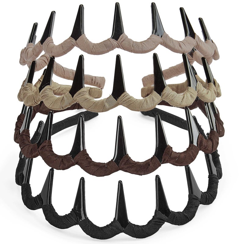 STHUAHE4PC Multicolor Protection Resin Teeth Comb Hair Hoop Hairband Headband Hair Accessories for female by Beauty hair (Khaki, brown, dark gray, black) - Image 1