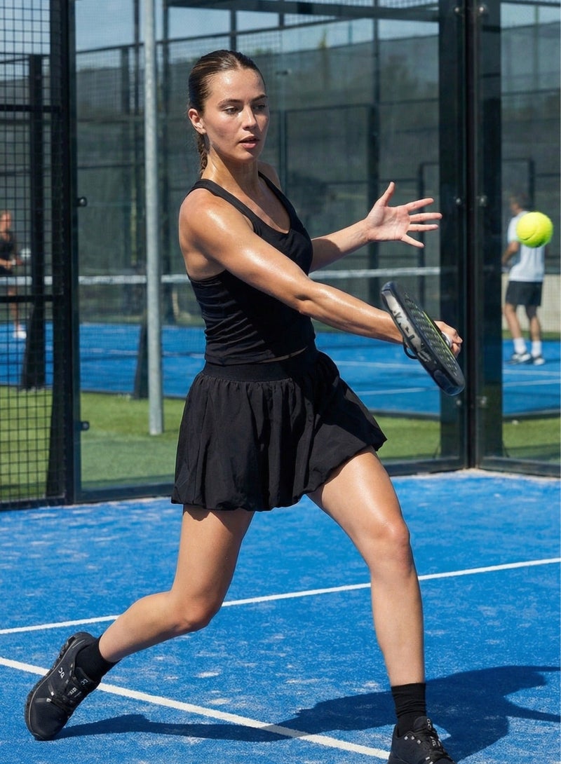 SVL Padel & Tennis Skirt with Built-in Shorts and Pocket - Black - SVL - Image 2